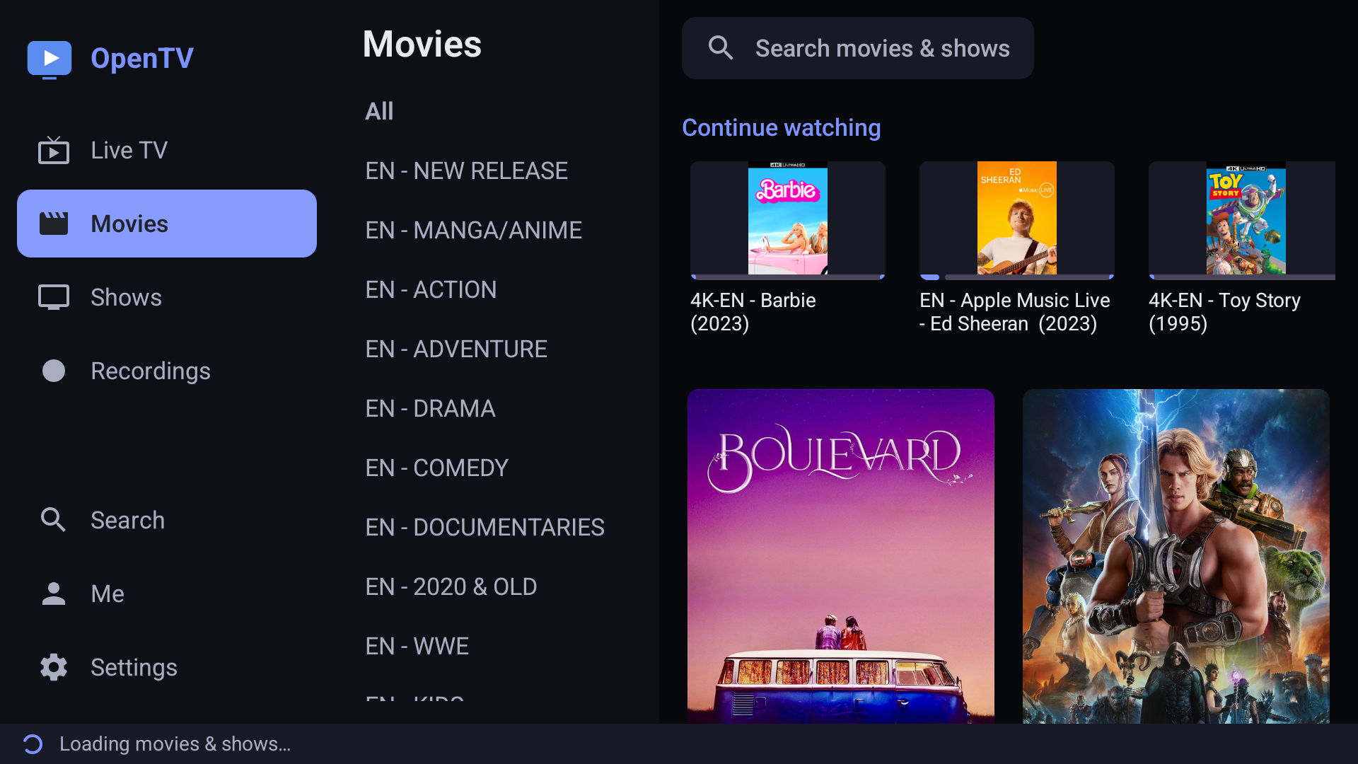Movies with Continue Watching